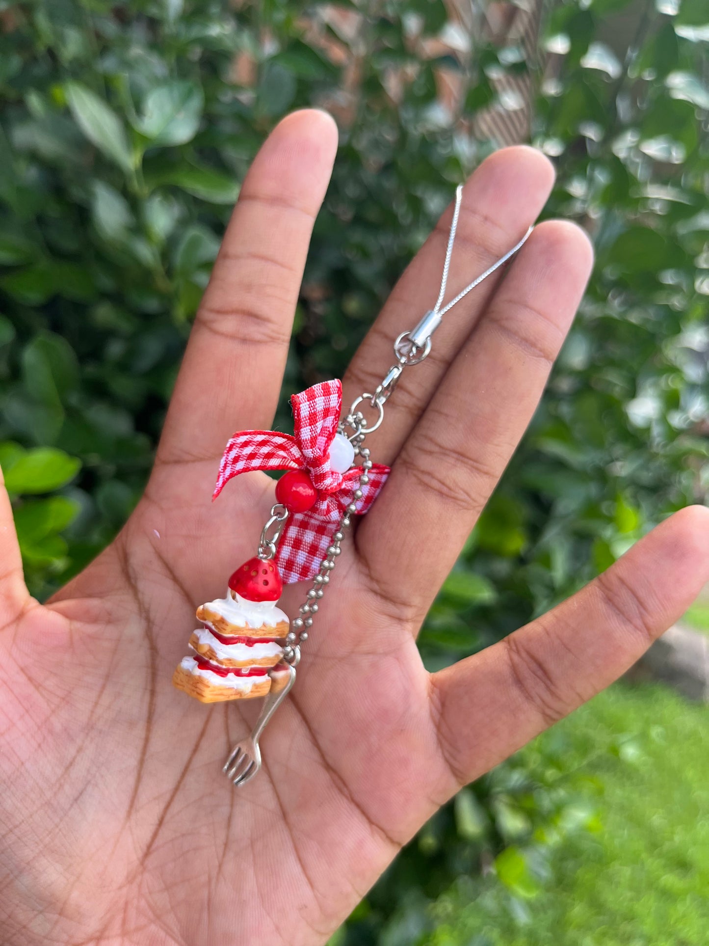 Lucky Strawberry Cheesecake Keychain