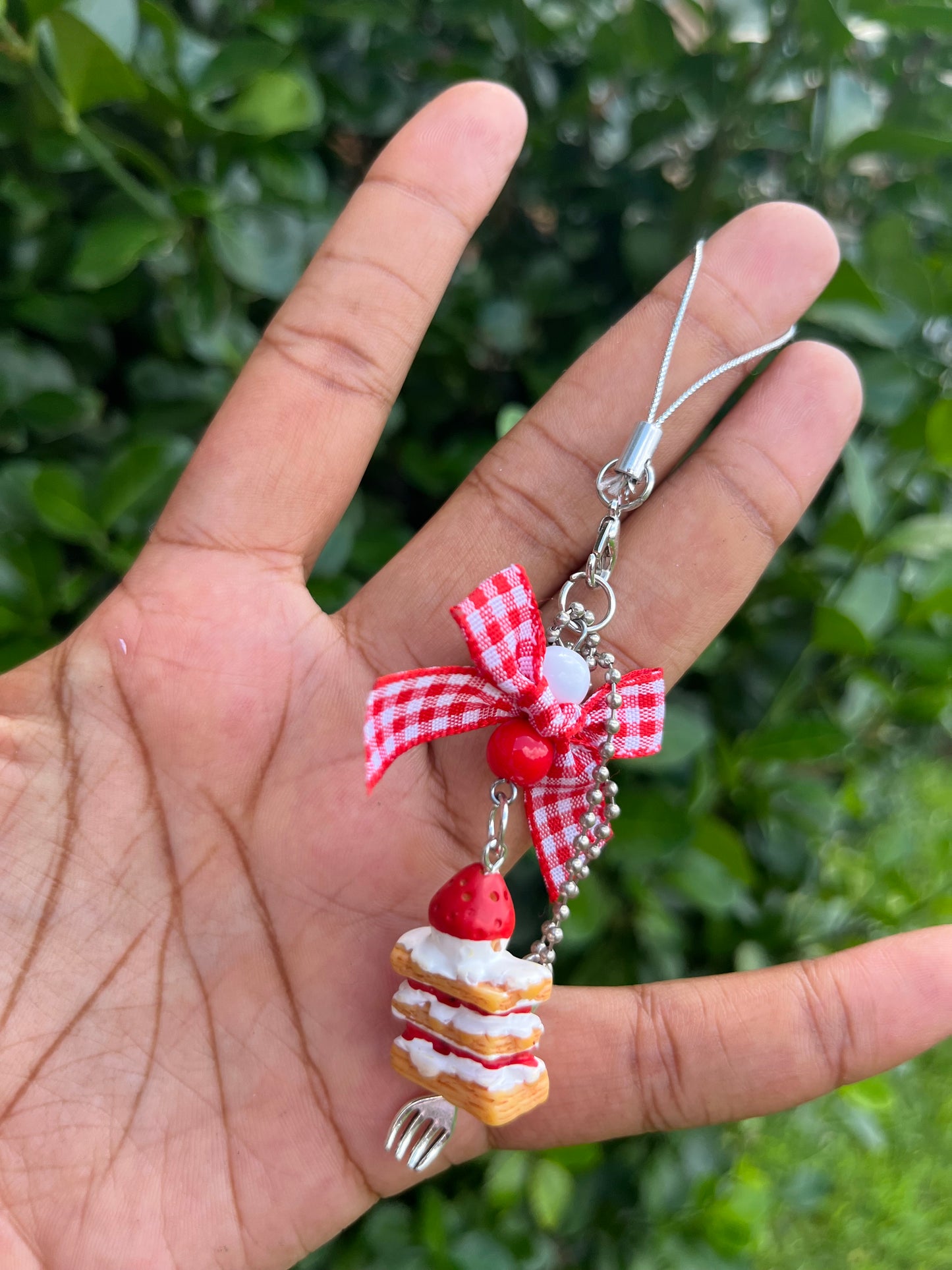 Lucky Strawberry Cheesecake Keychain